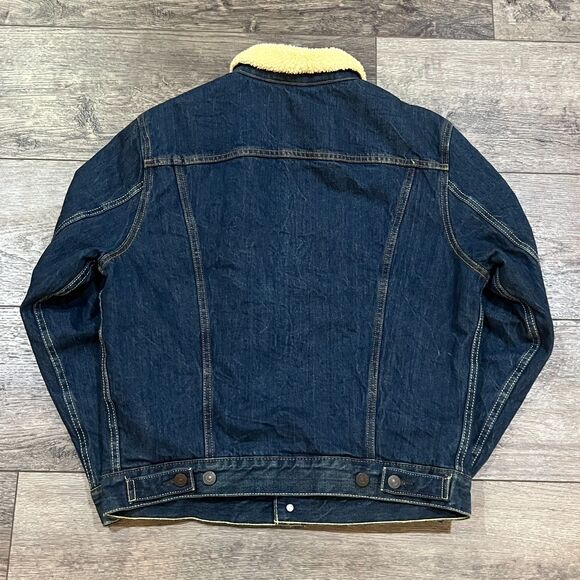 Levi’s Sherpa Lined Blue Denim Sherpa Collar Trucker Jacket Men's Size Small - Picture 7 of 10